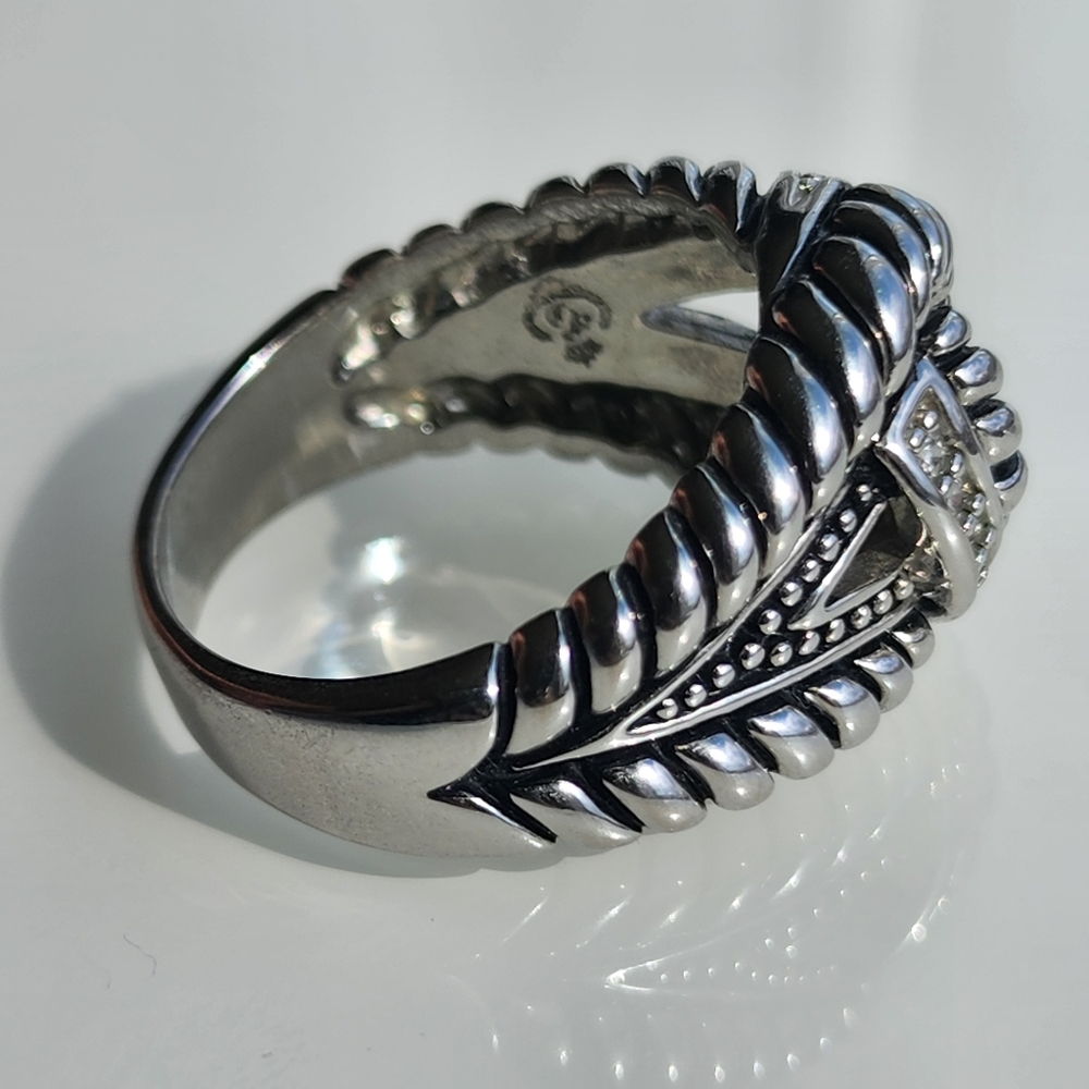 Premier Designs "Bound Together" faux rhodium plated unisex ring size 11.5 nwot - Picture 6 of 12